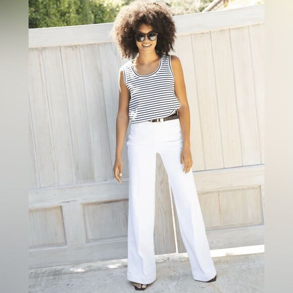 SPANX Denim - SPANX White Jean Trousers Wide Leg sz XL W32 Retail $148 Classic Preppy Coastal